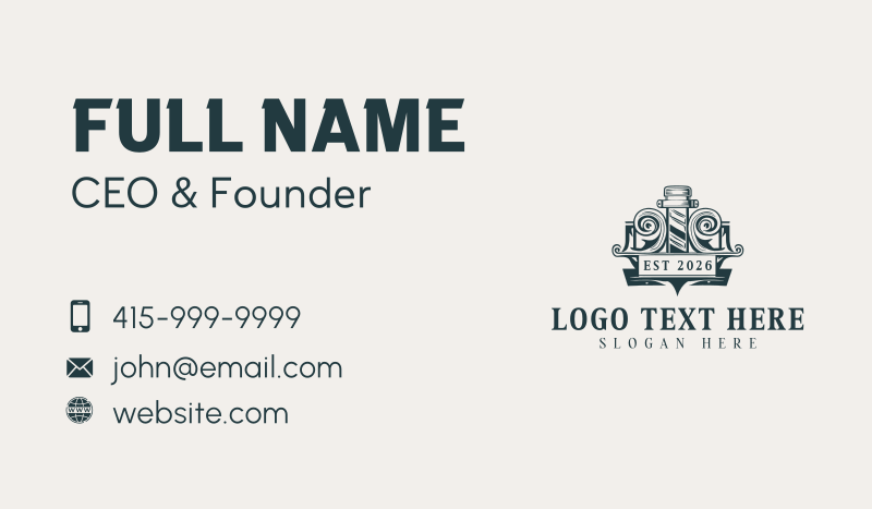 Barbershop Hairdresser Barber Business Card